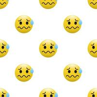 Yellow Head emoticon icon with Facial expressions, Seamless pattern on white background. vector