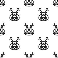 Cute Reindeer seamless pattern on white background. vector