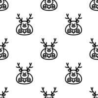 Cute Reindeer seamless pattern on white background. vector