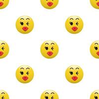 Yellow Head emoticon icon with Facial expressions, Seamless pattern on white background. vector