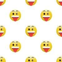 Yellow Head emoticon icon with Facial expressions, Seamless pattern on white background. vector