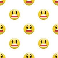 Yellow Head emoticon icon with Facial expressions, Seamless pattern on white background. vector