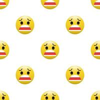 Yellow Head emoticon icon with Facial expressions, Seamless pattern on white background. vector