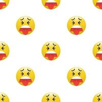 Yellow Head emoticon icon with Facial expressions, Seamless pattern on white background. vector