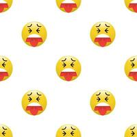 Yellow Head emoticon icon with Facial expressions, Seamless pattern on white background. vector