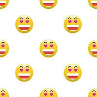 Yellow Head emoticon icon with Facial expressions, Seamless pattern on white background. vector