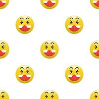 Yellow Head emoticon icon with Facial expressions, Seamless pattern on white background. vector