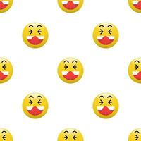 Yellow Head emoticon icon with Facial expressions, Seamless pattern on white background. vector