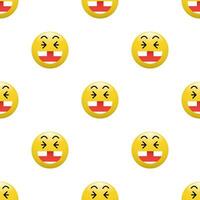 Yellow Head emoticon icon with Facial expressions, Seamless pattern on white background. vector