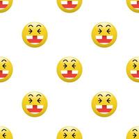 Yellow Head emoticon icon with Facial expressions, Seamless pattern on white background. vector