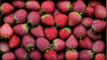 Freshly picked Pineberry fruit from garden placed in the boxes. Generative AI photo
