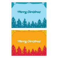 Merry Christmas Background with Pine Cedar Spruce Conifer Evergreen Fir Larch Trees and Curtain Illustration vector