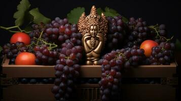 Freshly picked Buddhas hand fruit from garden placed in the boxes. Generative AI photo