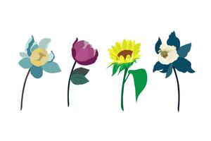 Set of flowers on a white background. Vector illustration in flat style.