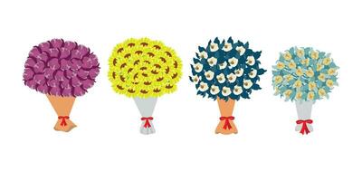 bouquet of flowers over white background. colorful design. vector illustration
