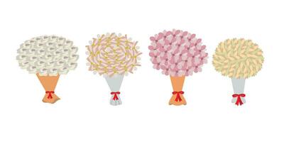 Bouquet of flowers set. Vector illustration in cartoon style.