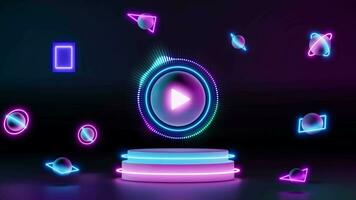 3D Music player with audio visualizer, for music party video