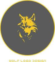 Wolf logo template. Vector The front view of the symmetrical wolf looks dangerous. Vector icon