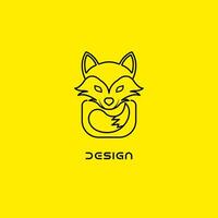 Fox head logo icon, vector fox face on a yellow background.