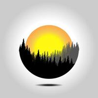 logo design With illustrations of a large tree and a moonscape. vector