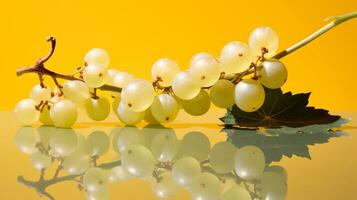 Photo of White currant fruit half against a colorful abstract background. Generative AI