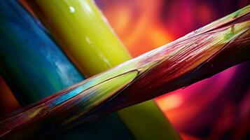 Photo of Sugarcane fruit half against a colorful abstract background. Generative AI