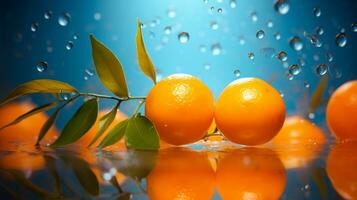 Photo of Kumquat fruit half against a colorful abstract background. Generative AI