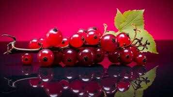 Photo of Currant fruit half against a colorful abstract background. Generative AI