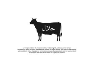 vaca carne halal icono carnicería silueta logo vector