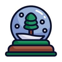 Snow globe filled line icon vector