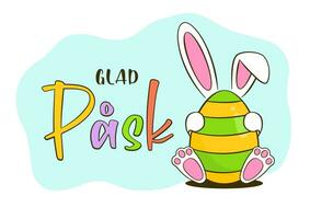 Happy Easter colorful lettering in Swedish. Easter greeting card concept vector