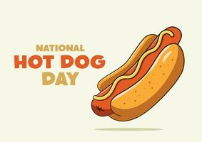 National Hot Dog Day lettering with hot dog. Poster concept vector