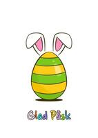 Happy Easter colorful lettering in Swedish with easter egg and bunny ears. Easter greeting card concept vector