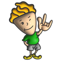 Young boy showing finger with love gesture png