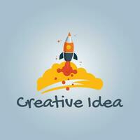 Creative idea flying rocket design vector illustration