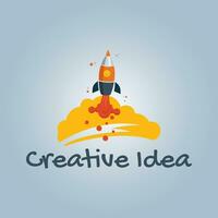 Creative idea flying rocket design vector illustration