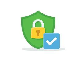 Secure icon in flat style. Privacy guarantee vector illustration on isolated background. Safety risk sign business concept.