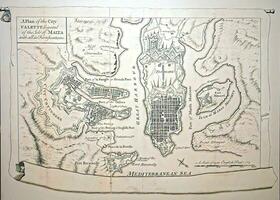 antiguo mapa de valletta y el 3 ciudades foto