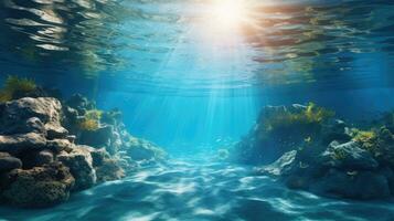 sunlight shining through the water photo