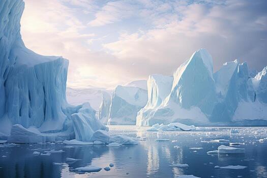 icebergs and icebergs in the water photo