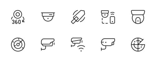 Surveillance camera icons. CCTV, Security Camera Systems icon. vector illustration. linear Editable Stroke. Line, Solid, Flat Line, thin style and Suitable for Web Page, Mobile App, UI, UX design.