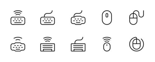 Keyboard icons, mouse icons in different style vector illustration. two colored and black keyboard and mouse vector icons designed in filled, outline, line stroke style can be used for web, mobile, ui