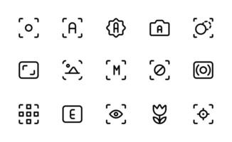 camera focus mode, function icons outline flat icon for apps icon vector on white background