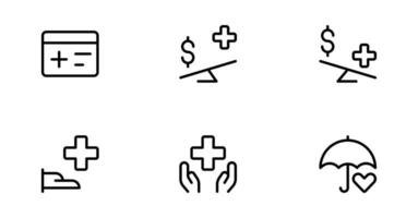 Insurance icon, protection related icon vector set design with Editable Stroke. Line, Solid, Flat Line, thin style and Suitable for Web Page, Mobile App, UI, UX design.