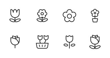 flower icons, Rose, tulip in vase, spring blossom, flat vector and illustration, graphic, editable stroke. Suitable for website design, logo, app, template, and ui ux.