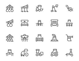 Agricultural machinery icons. tractors, agricultural transport, flat vector and illustration, graphic, editable stroke. Suitable for website design, logo, app, template, and ui ux.