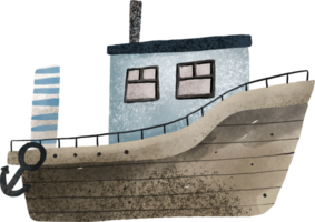 Meer Transport Illustration. süß kindisch Clip Art mit Schiff. nautisch png