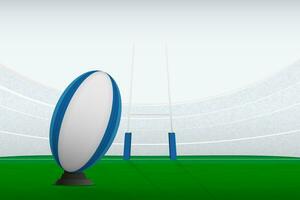 Preparing for kick in rugby game, striking the ball to send it between the goal posts. vector