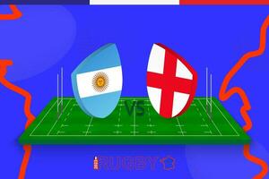 Rugby team Argentina vs England on rugby field. Rugby stadium on abstract background for Bronze Final of international championship. vector