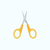 Open scissors with yellow handles for kids. Flat illustration of scissors. vector